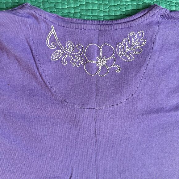 Vintage Croft & Barrow Top Women  XL Purple Floral Embroidered Hawaiian Tropical - Picture 8 of 16